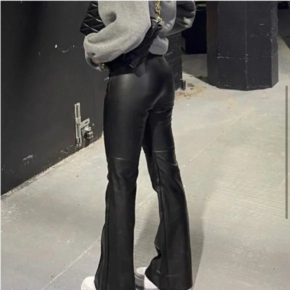 NWT BOA Because of Alice Vegan Leather Wide Leg Trousers Pants Black Small - Picture 4 of 8